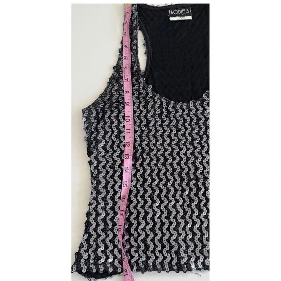 VTG Sparkly Sequin Halter Top M Sleeveless Glittery Party Night Club Disco Y2K - Picture 15 of 15